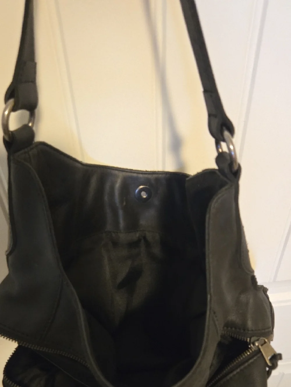 The Sak Collective Salinas Triple Compartment Black Leather Double Handle - Picture 5 of 12